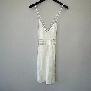 Women's Crochet Mini Backless Dress - Cream - Small